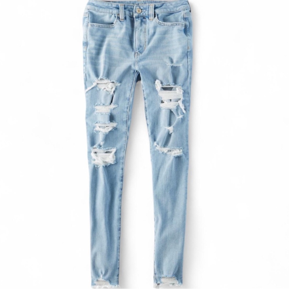 American Eagle Outfitters Blue Skinny Distressed Jeans